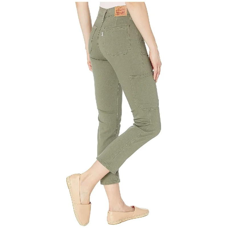 Levi's Women's 724 Utility Straight Leg Crop Pants Green Size 26