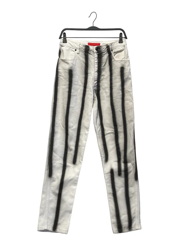 ECKHAUS LATTA/Straight Pants/28/Stripe/Denim/WHT/spray paint line