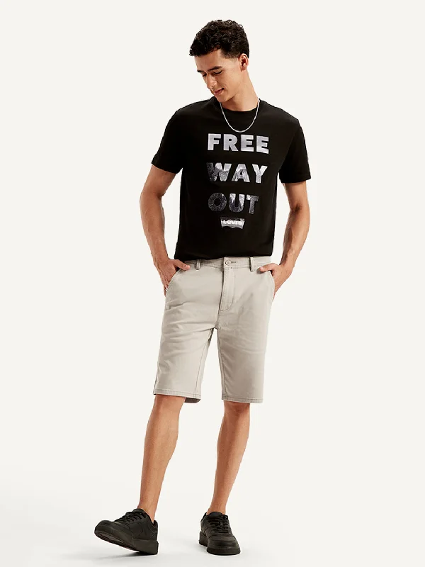 Men's Light Grey Regular Fit Shorts