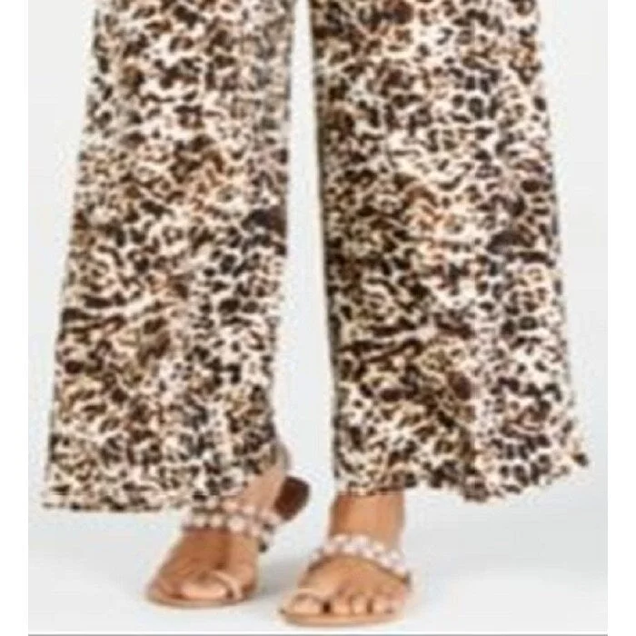 Thalia Sodi Women's Printed Wide Leg Pants Brown Size Medium