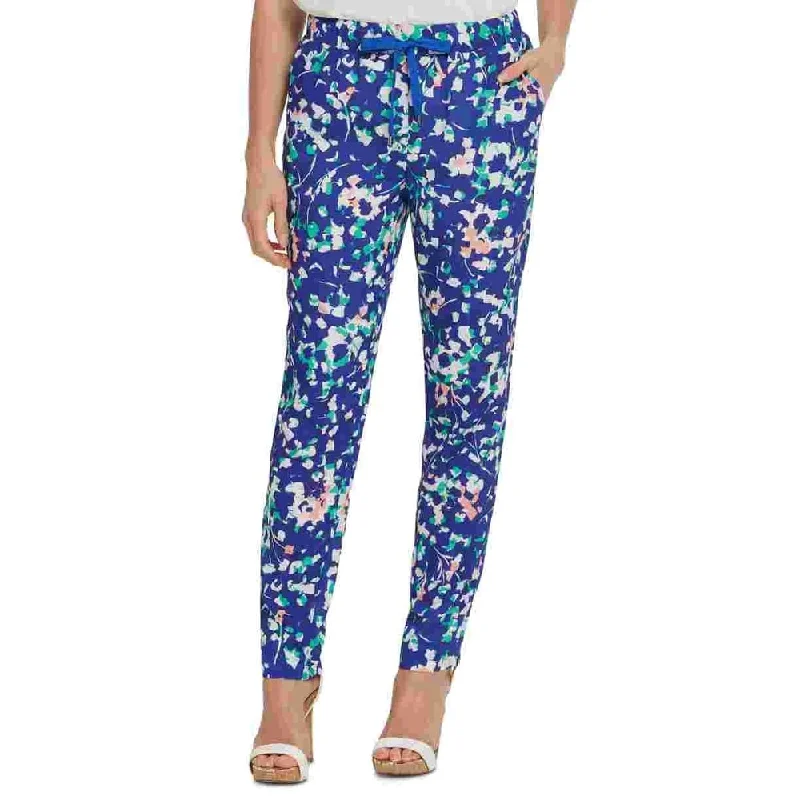 DKNY Women's Printed Pull-On Pants Blue Size Large