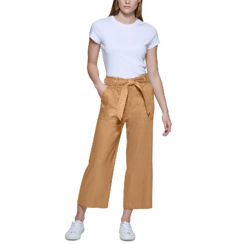 Calvin Klein Women's Belted Cropped Pants Brown Size Medium