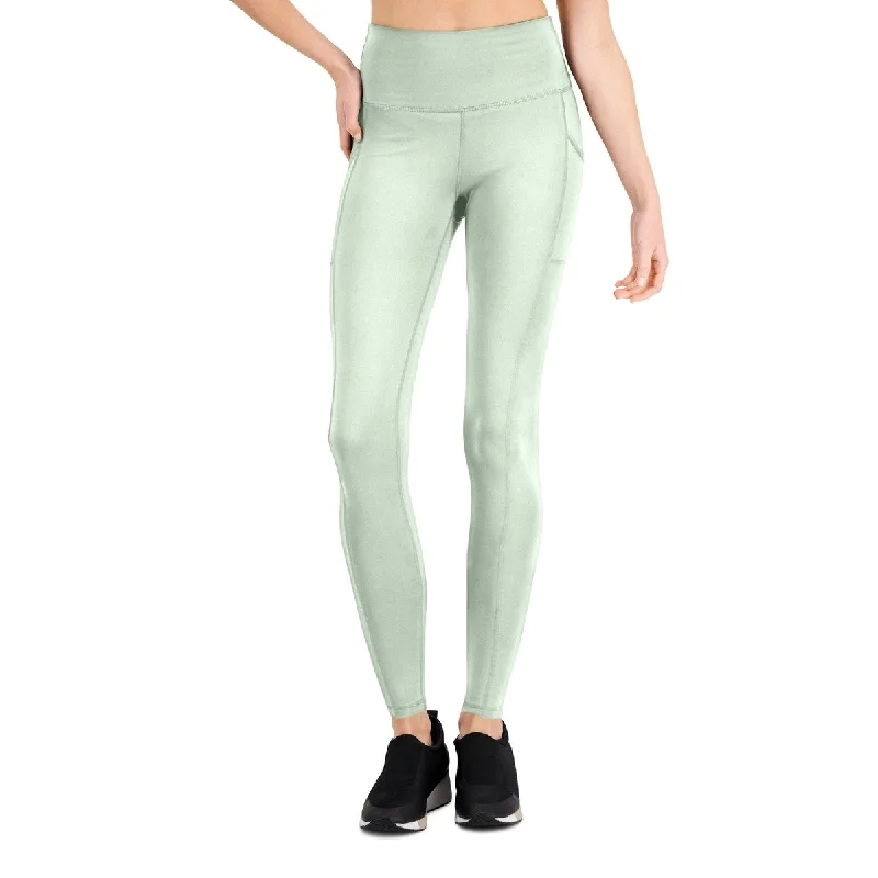 ID Ideology Women's Compression Pocket Full Length Leggings Green Size Petite Large - Petite L