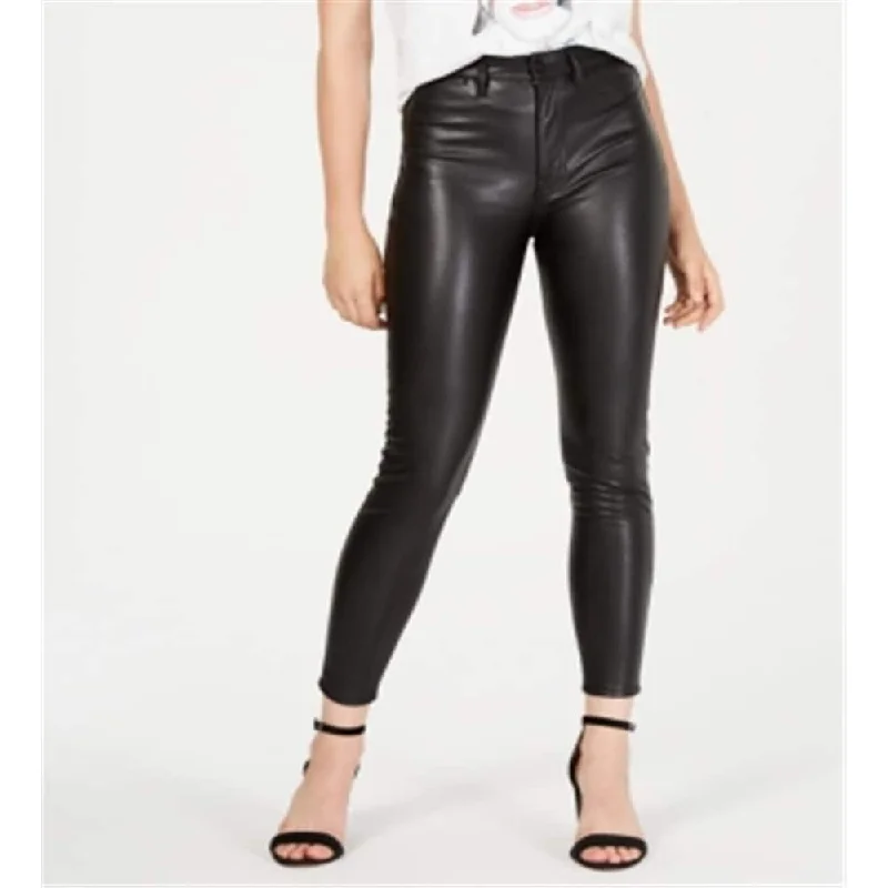 Kendall + Kylie Women's Faux Leather Skinny Pants Black Snake Size 31