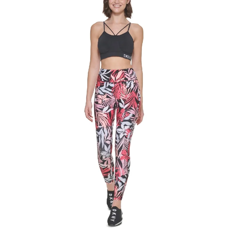 DKNY Women's Printed High Waist 7/8 Leggings Pink Size Large