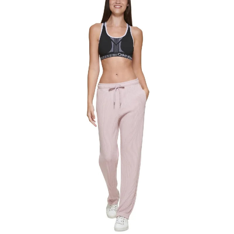 Calvin Klein Women's Performance Ribbed Track Pants Pink Size Large