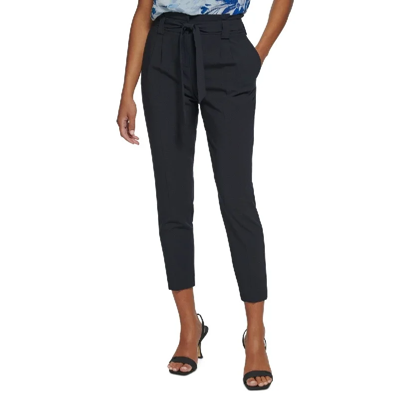 Calvin Klein Women's Belted Slim Leg Pants Blue - 2 Petite