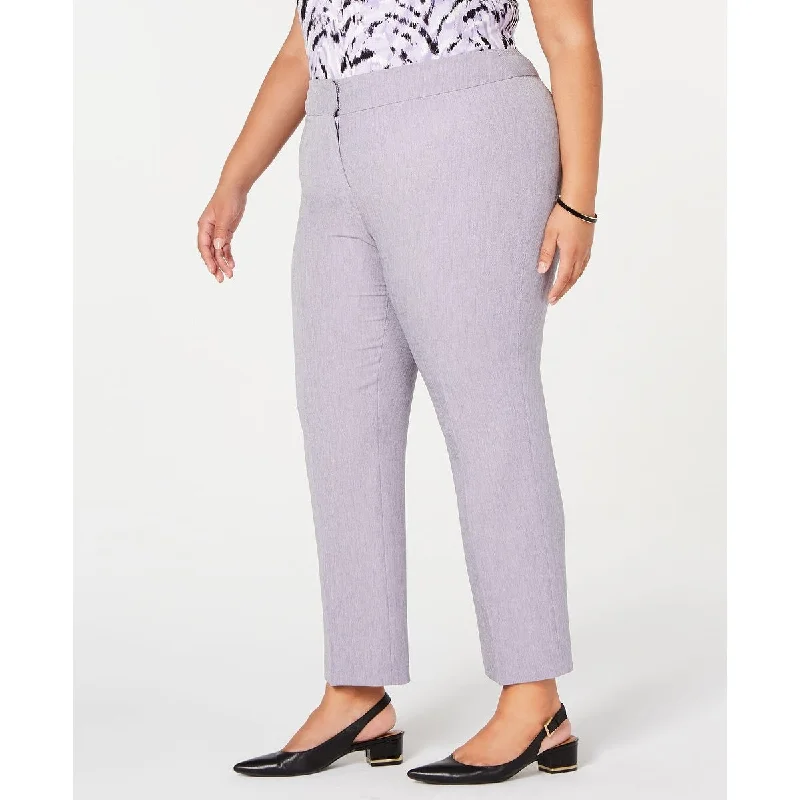 Kasper Women's Plus Stretch Crepe Pants Purple Size 14 W