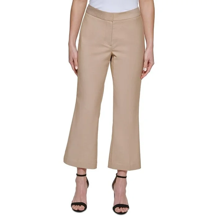 DKNY Women's Mid Rise Cropped Wide Leg Pants Brown Size 12