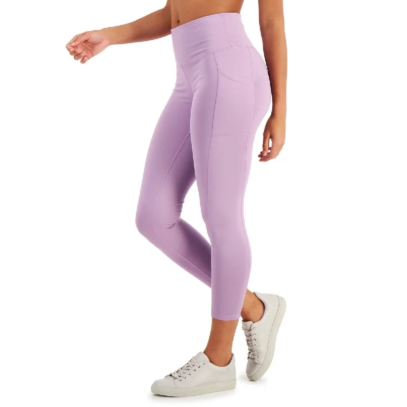 Id Ideology Women's High Waist Side Pocket 7/8 Length Leggings Purple Size X-Large