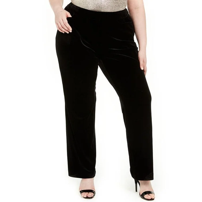 Calvin Klein Women's Plus Velvet Pull on Pants Black Size 22W