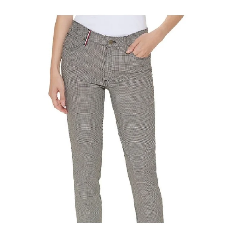 Tommy Hilfiger Women's Tribeca Check Print Pants Gray Size 12