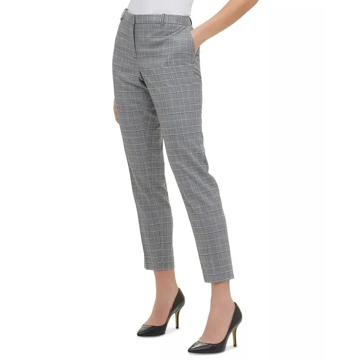 Tommy Hilfiger Women's Plaid Slim Fit Dress Pants Blue Size 10