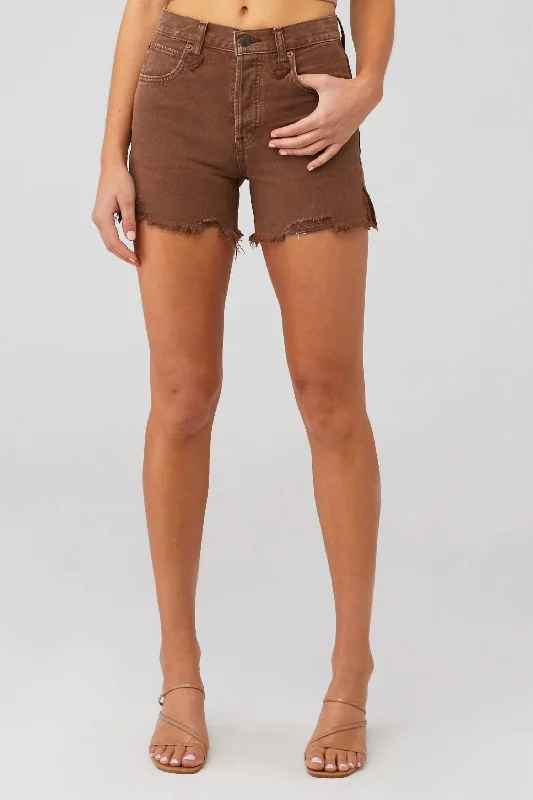 Makai Cut Off Shorts In Washed Chocolate