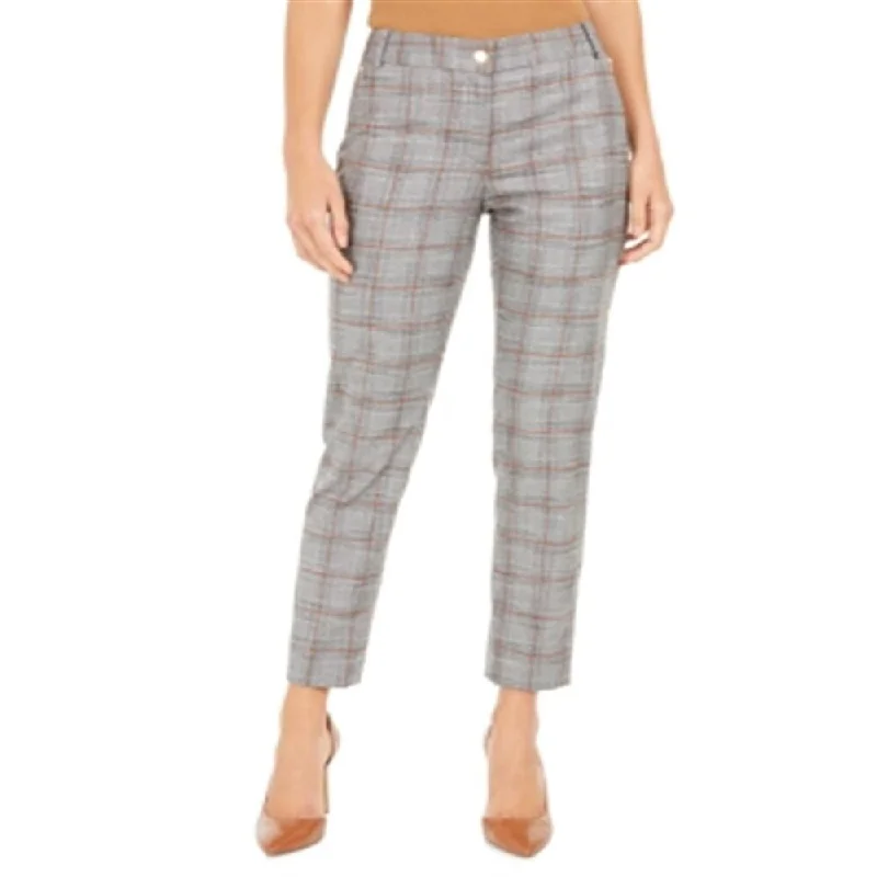 Calvin Klein Women's Plaid Cropped Pants Brown Size 16