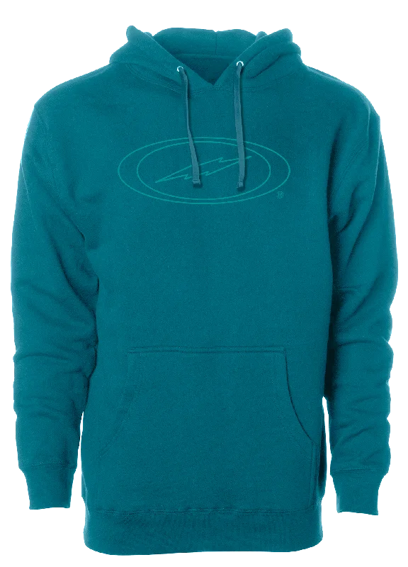 Storm Bowling Oval Bolt Logo Hoodie Teal Outline