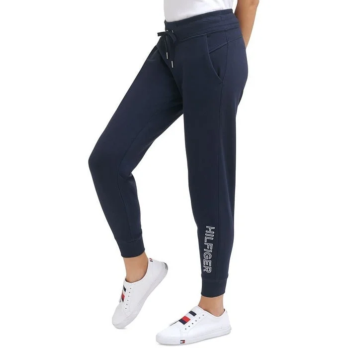 Tommy Hilfiger Women's Embroidered Logo Smooth Knit Joggers Blue Size X-Small