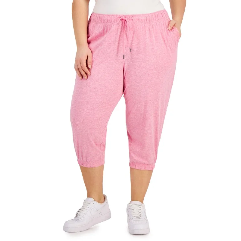 Id Ideology Women's Cropped Jogger Pants Pink Size 1X