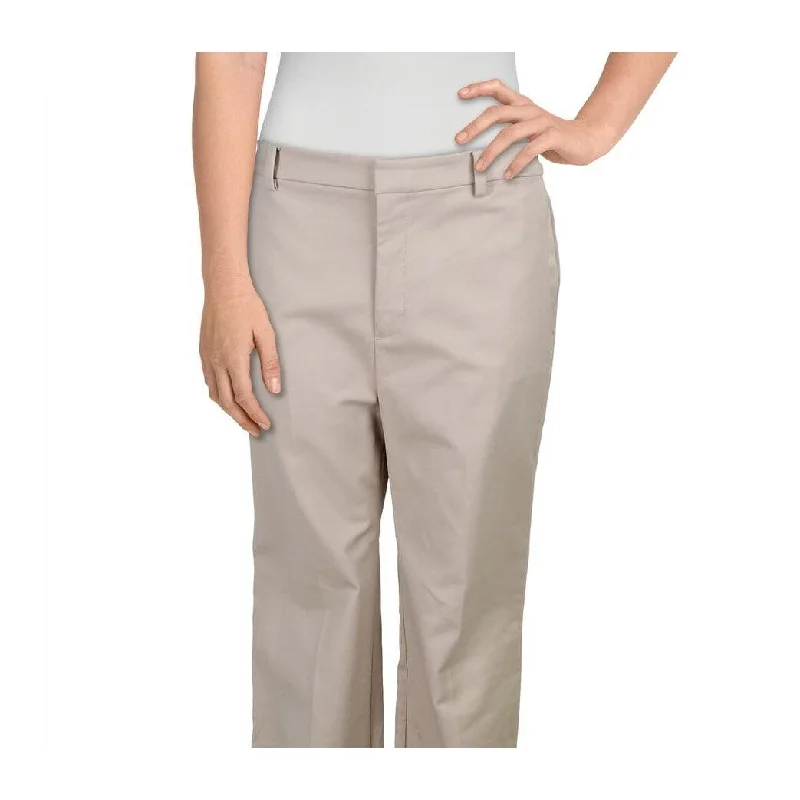 Ralph Lauren Women's Rashalle Cuffed Business Wide Leg Pants Beige Size 12