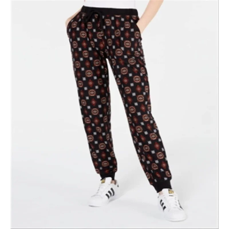 Hippie Rose Women's Yummy Floral Cozy Jogger Pants Black Size X-Large