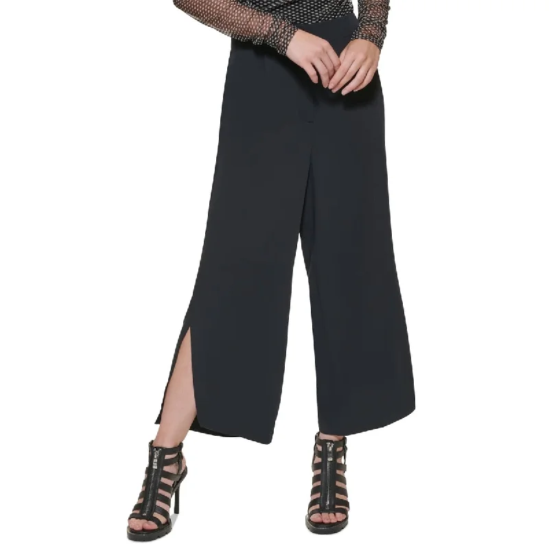 DKNY Women's Split Hem Wide Leg Pants Black