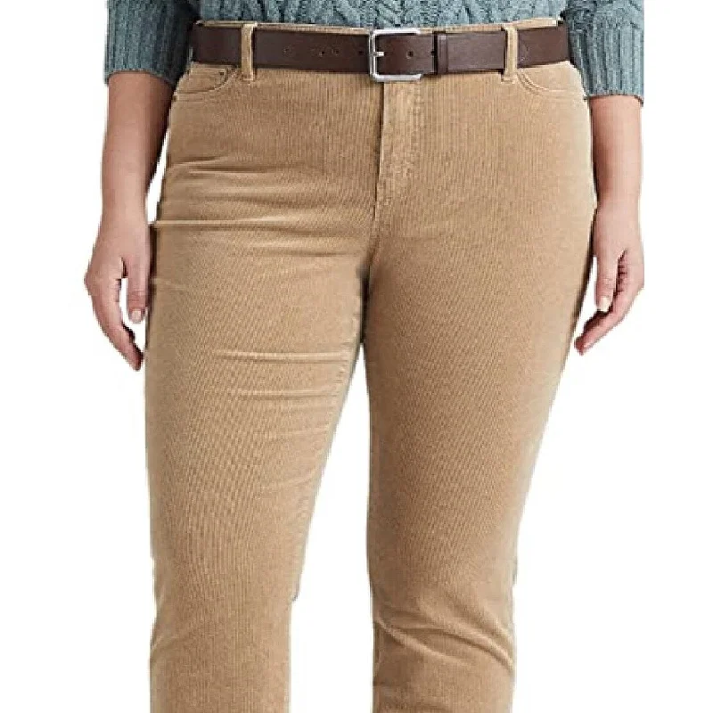 Ralph Lauren Women's Corduroy Mid Rise Straight Pant Brown Size 22W