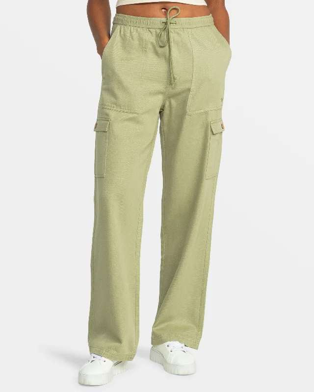 Precious Cargo Twill High Waisted Pants - Oil Green