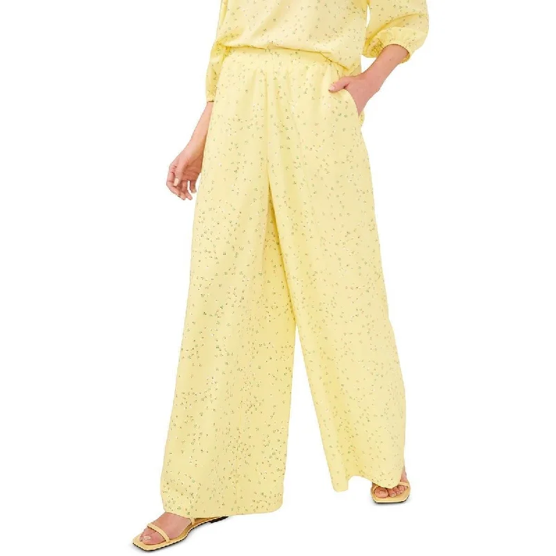 Riley & Rae Women's Floral Print Flowy Pants Yellow