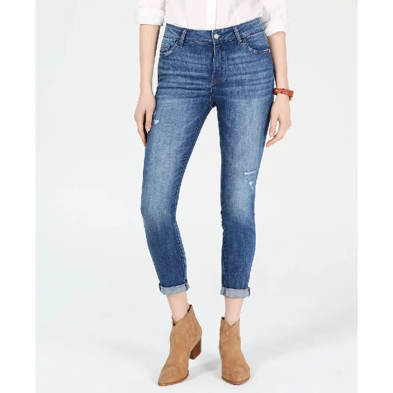 M1858 Women's Kristen Cuffed Ripped Jeans Blue Size 30