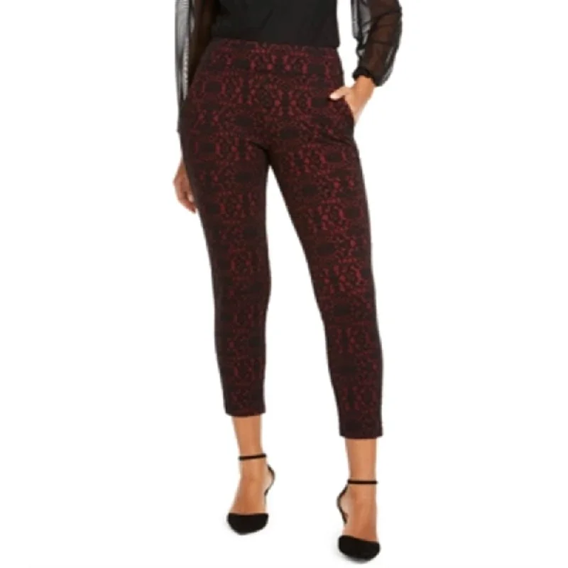 Thalia Sodi Women's Printed Skinny Cropped Trousers Red Size X-Small