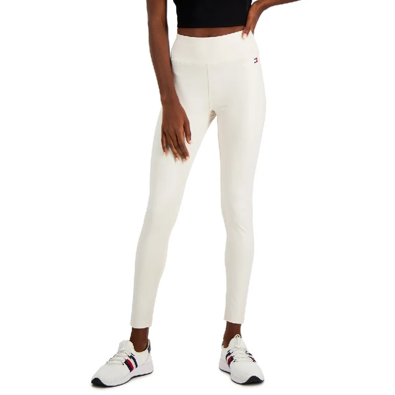 Tommy Hilfiger Women's High Rise Full Length Leggings White Size Large