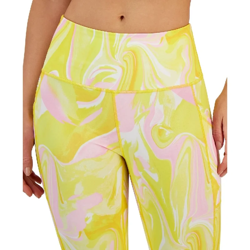 Id Ideology Women's Compression Side Pocket Cropped Leggings Yellow Size X-Small