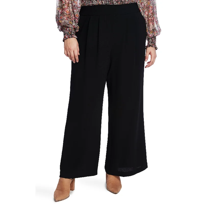 1.STATE Women's Plus Crepe Cropped Wide Leg Pants Black