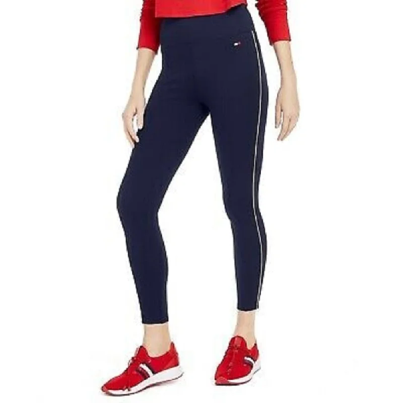 Tommy Hilfiger Women's High Rise Skinny Sport Piped Trimmed Leggings Blue Size X-Small