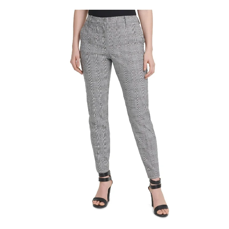 Dkny Women's Ankle Pant Plaid Straight Leg Formal Pants Gray Size 2 P