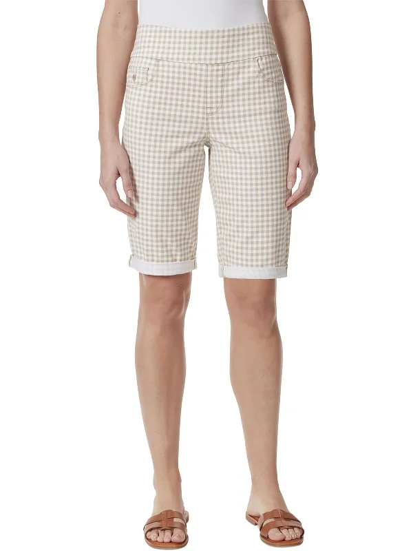 Petites Womens Checkered Knee-Length Bermuda Shorts