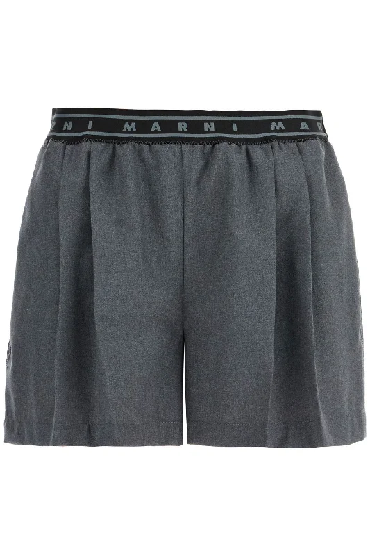 Marni Women's Pleated Shorts With Branded Band