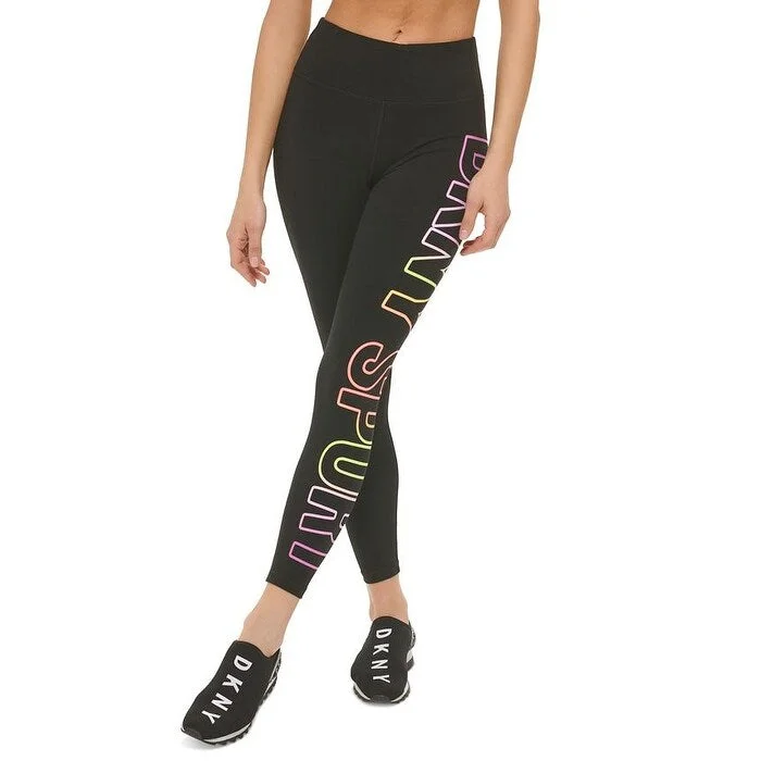 DKNY Women's Exploded Ombre Logo 7/8 Leggings Black Size Small