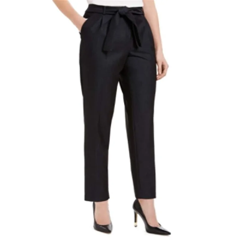 Calvin Klein Women's Tie Front Slim Fit Pants Black Size 14