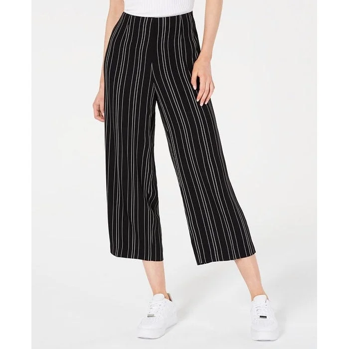 Bar III Women's Cropped Stripe Pants Black Size 16