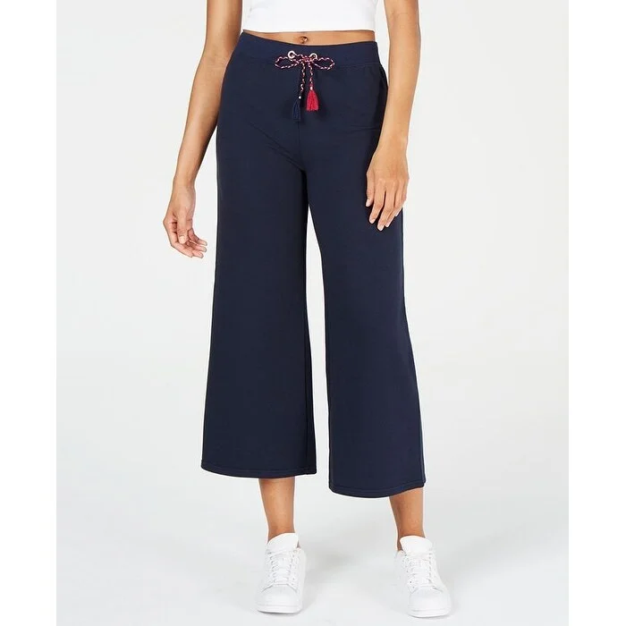 Juicy Couture Women's Stretch Drawstring Culottes Pants Blue Size Medium