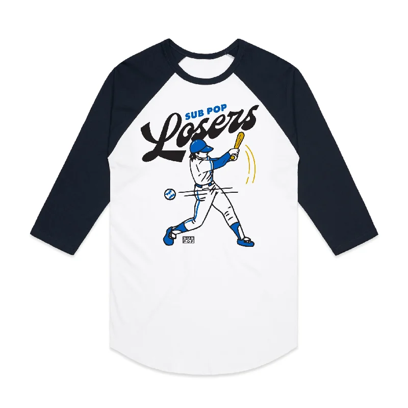 Loser Baseball White w/Navy Sleeves