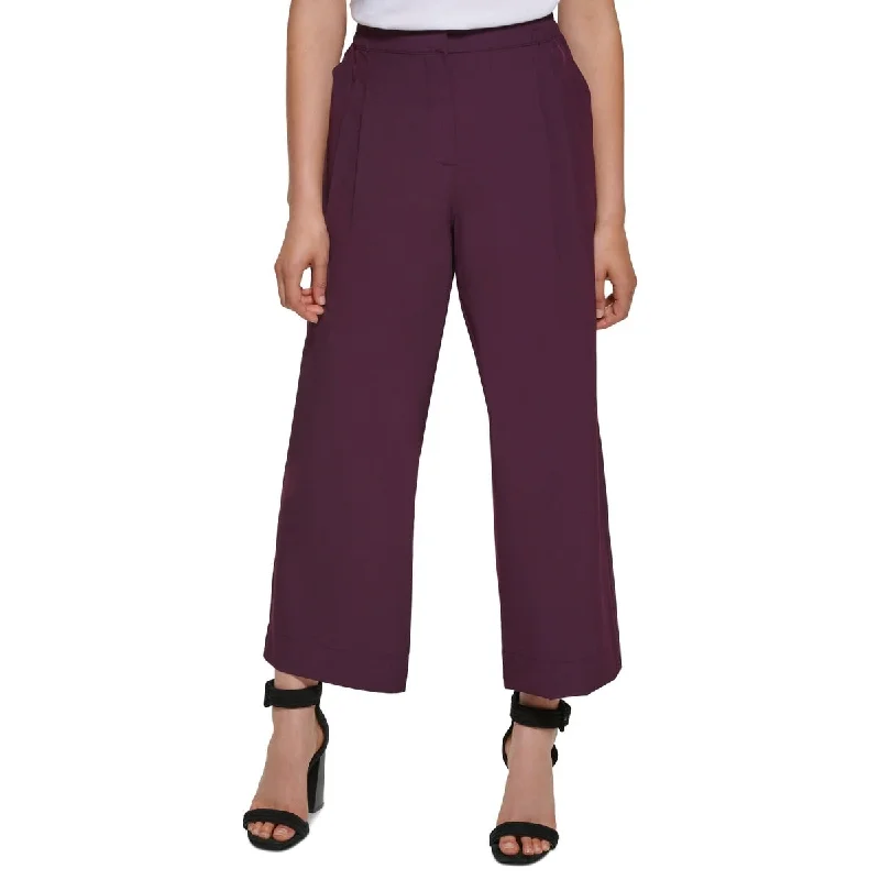 Calvin Klein Women's Women's Wide Leg Cropped Pants Purple Size Large