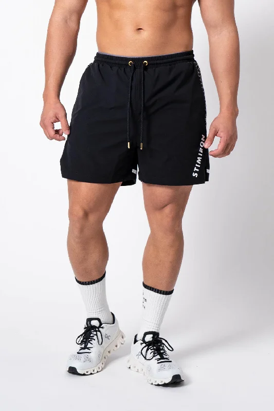 STIMIRON GEOMETRIC SHORT PANTS - BLACK