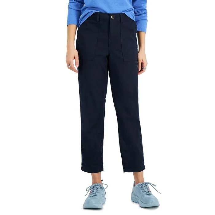 Tommy Hilfiger Women's Solid Cropped Utility Pants Blue Size X Small