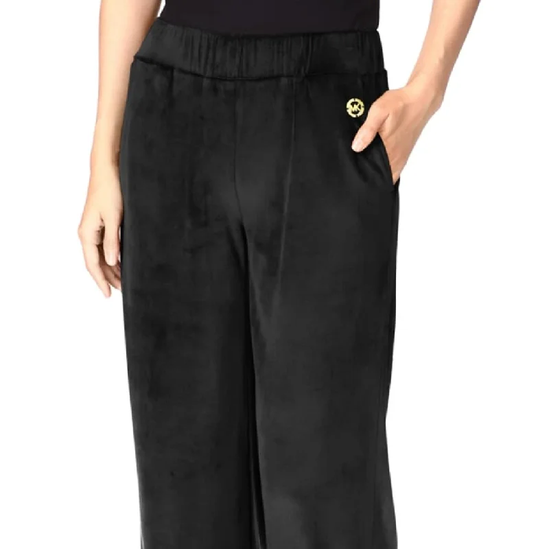 Michael Kors Women's Velour Straight Leg Pants Black Size X-Large