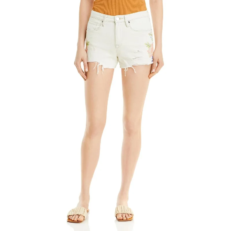 The Barrow Womens Embroidered Distressed Cutoff Shorts