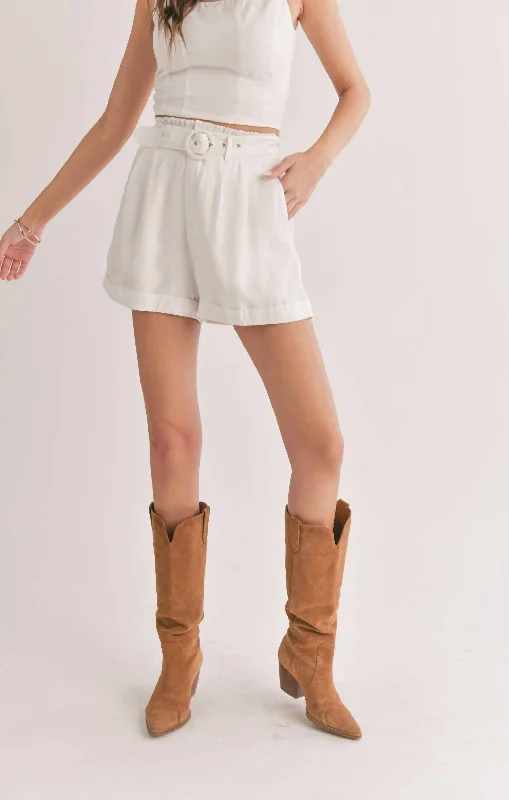 Dunes Belted Shorts In White