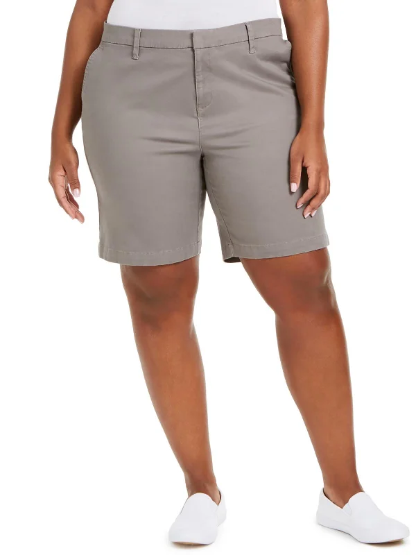 Plus Womens Stretch Midi Bermuda Shorts