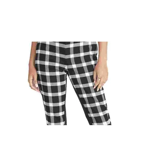 Rachel Roy Women's Plaid Straight Leg Pants Black Size Small